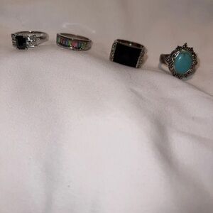 Lot of 4 Fashion Rings Multiple Sizes - Refer to Pictures For Sizes & Condition
